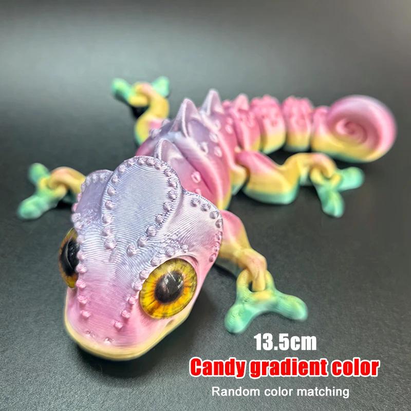 Stampa 3D Figure Camaleonte Articolazioni Mobili Giocattolo Fidget Modello Animale Cartone Animato Giocattoli Ornamento da Scrivania Giocattolo Per Bambini Adulti Regalo di Compleanno per Bambini Festa