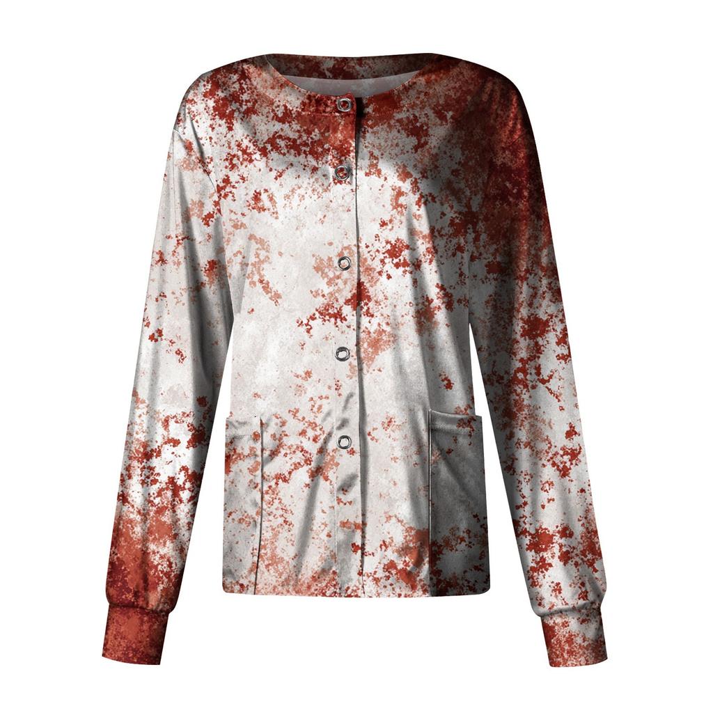 Women's Casual Long Sleeve Single Breasted  Printed Dry-nurse Top