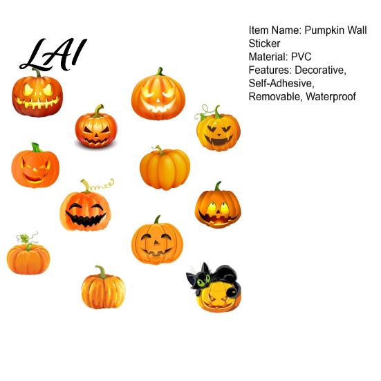 Waterproof Fall Window Decorations 3 Sheets Halloween Ghost Face Pumpkin Wall Sticker Cute Black Cat DIY Holiday Scenery for Families Decorative