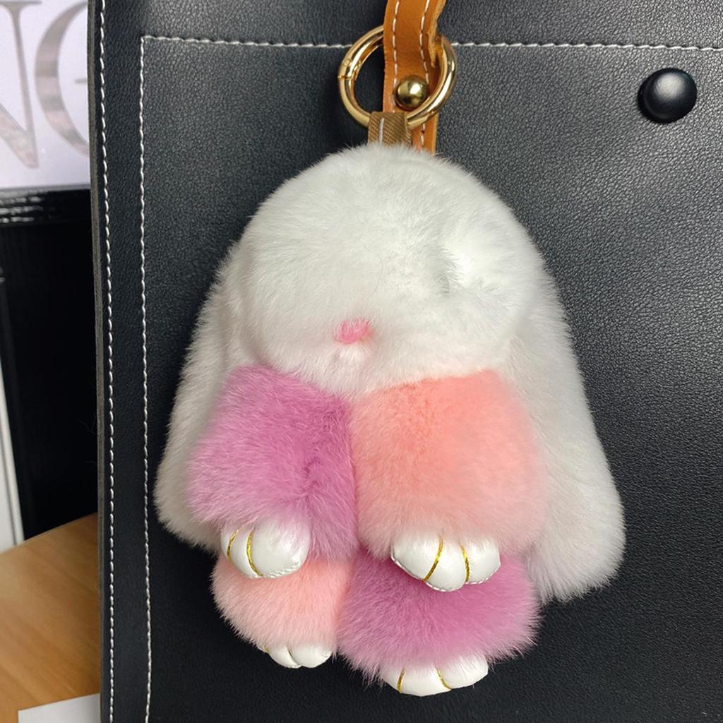Mini Rex Rabbit Fur Pom Pom Keychain Bag Charm Keyring