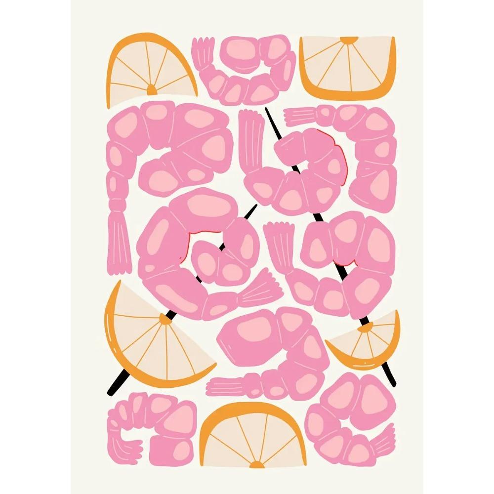 Minimalism Foods Posters Delicious Oyster Pink Ramen Bowl Shrimp Hot Dog Prints Canvas Painting Wall Pictures Home Kitchen Decor