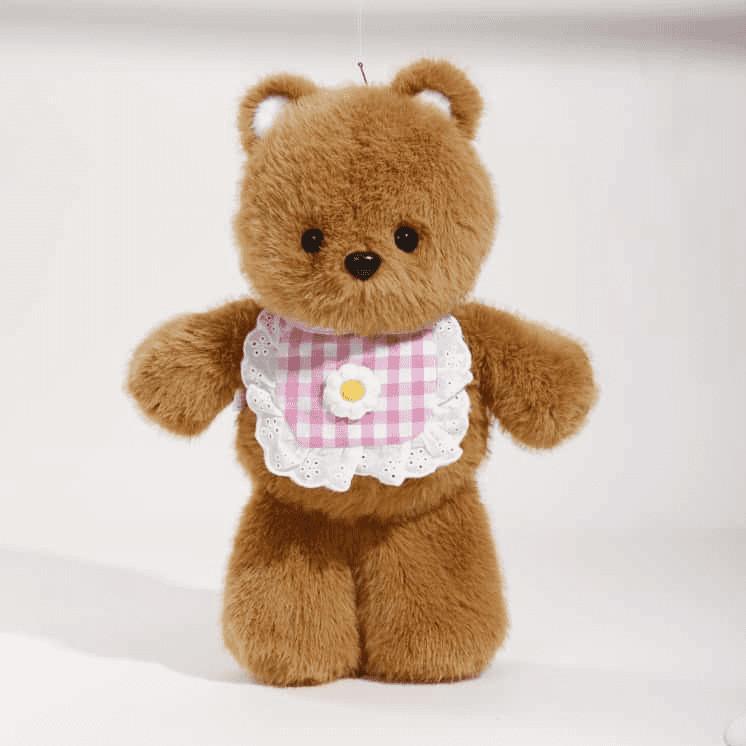 

Elephant Bib Bear Rabbit Fox Plush Toy Stuffed Animal Doll Decoration Bedroom Pink Bib Bear