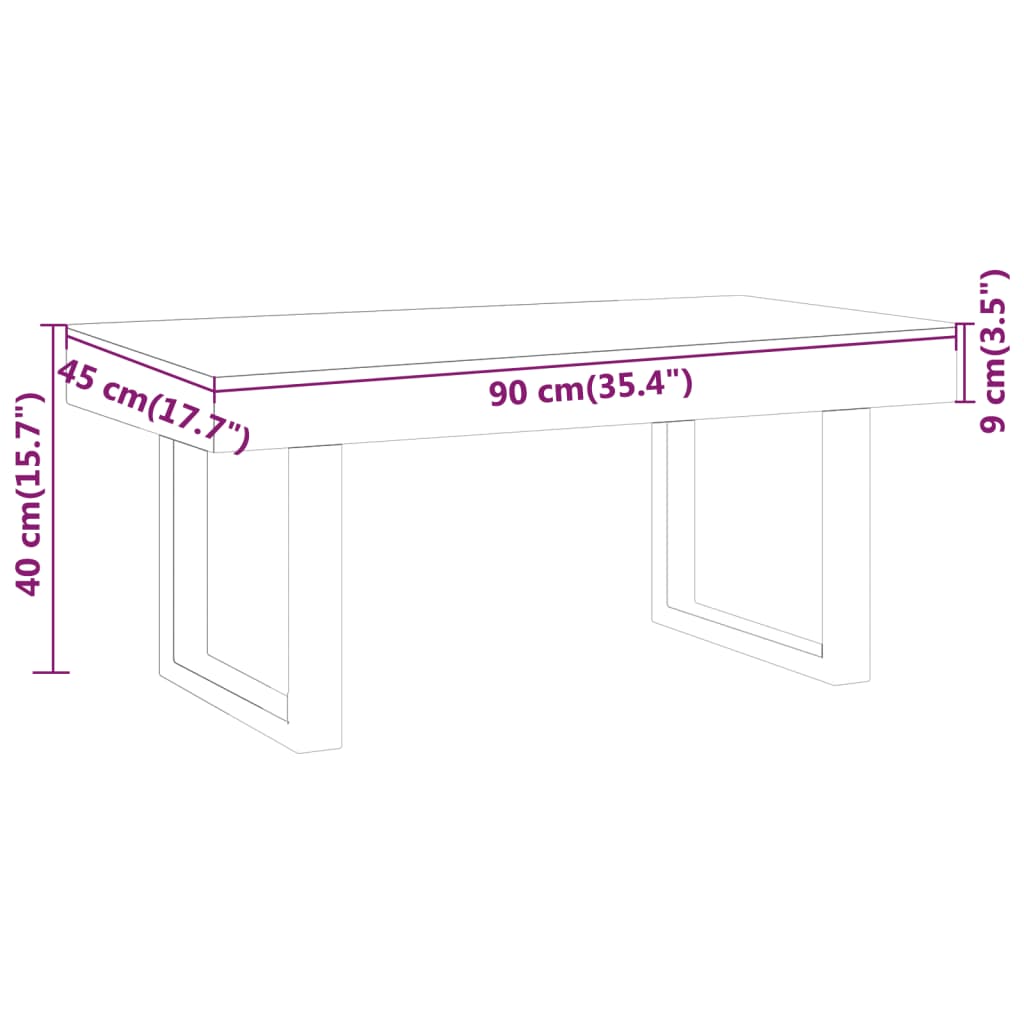  Coffee Table, Light Brown and Black, 90x45x40 Cm, MDF and Iron