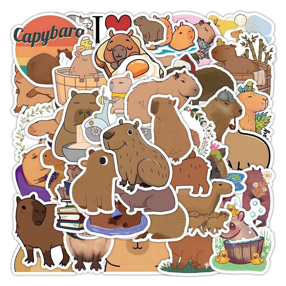 50 Cartoon Capybara Graffiti Stickers: Waterproof Animal Stickers for Kids Phone Cases & Suitcases