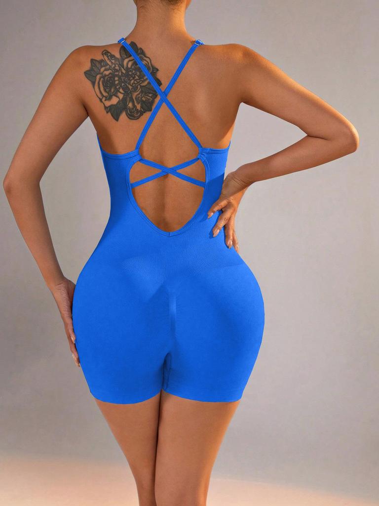 Women's Nude Feel Backless Yoga Jumpsuit - Spring/Summer Fit