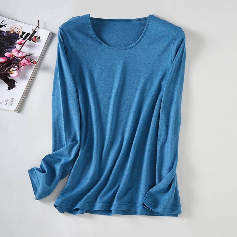 

Женский базовый слой из 100% чистой шерсти, облегающего кроя, с длинным рукавом и круглым вырезом XXL