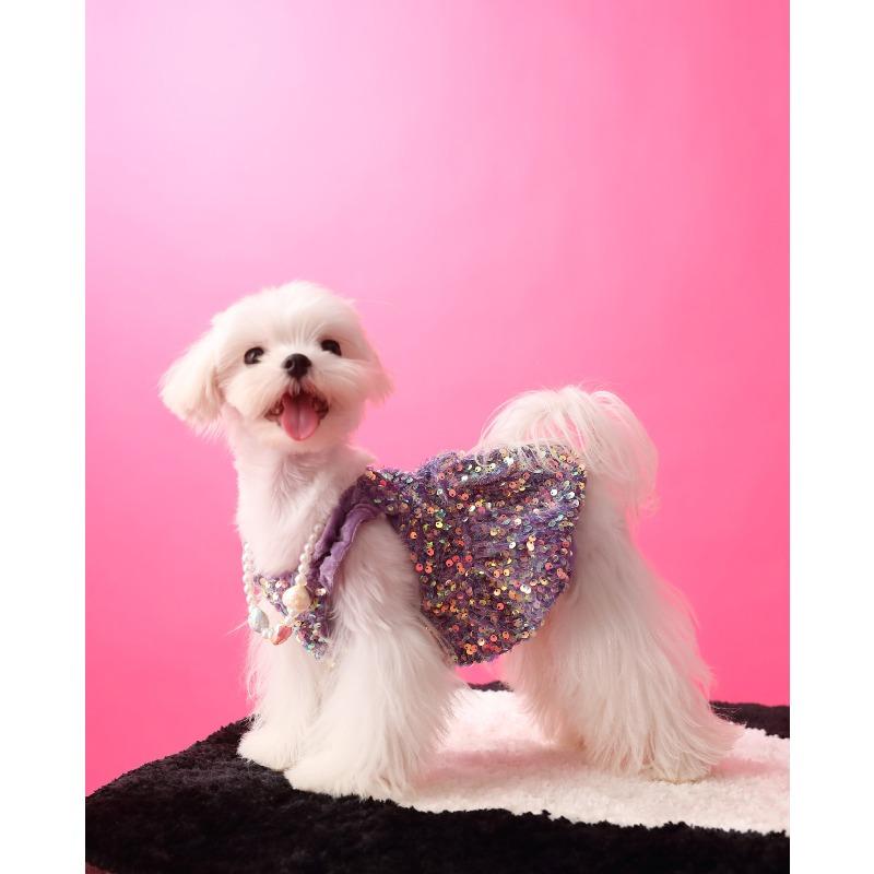 Dog Dresses for Small Dogs Party Sequins Velvet Dress for Dogs Girl Puppy Birthday Wedding Christmas Outfit Soft Pet Apparel Cute Chihuahua