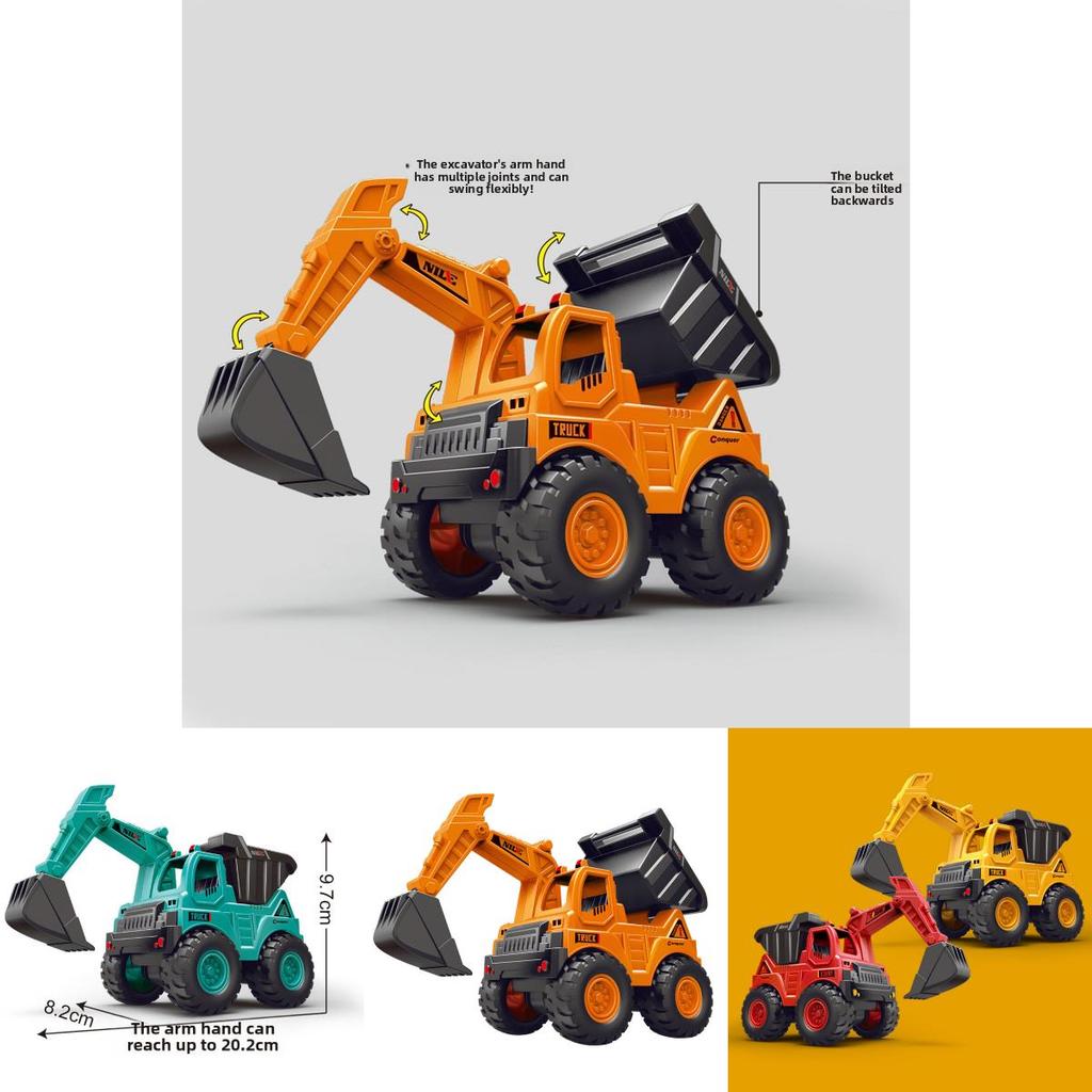 Childrens Inertia Excavator Dump Truck Toy For Developmental Play And Handeye Coordination