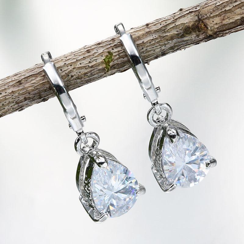 Inlaid Pink Zircon Women'S Earrings Women'S Engagement Jewelry