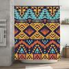 Modern Geometric Bathroom Decor Shower Curtain Set with Orange Blue Yellow Design Waterproof Fabric for Bathrooms Kitchen Backdr