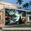 2D Flat Banner, 1 Halloween Witch Background Decoration Item, Made of Polyester Fiber, Suitable for Party Decoration