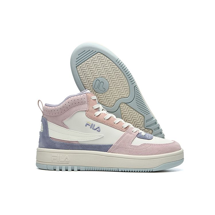 FILA Leather Retro Casual Non-Slip Durable High-Top Skate Shoes Women sneaker Light-Pink F12W216205FWP