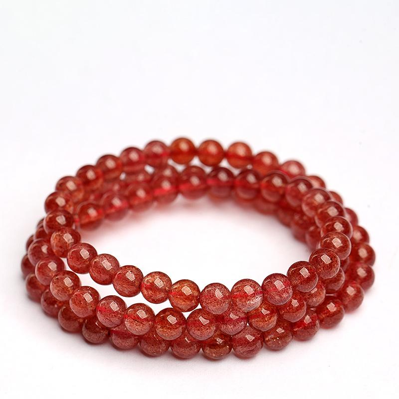 Hongchu Crystal Natural Starlight Strawberry Quartz Bead Bracelet Starlight Strawberry Crystal Multi-loop Bracelet