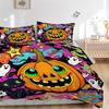 3pcs Happy Pumpkin Halloween Bedding Set - Includes 1 Quilt Cover and 2 Pillowcases, Comfortable Bedding with Stylish Design for Bedroom,N059