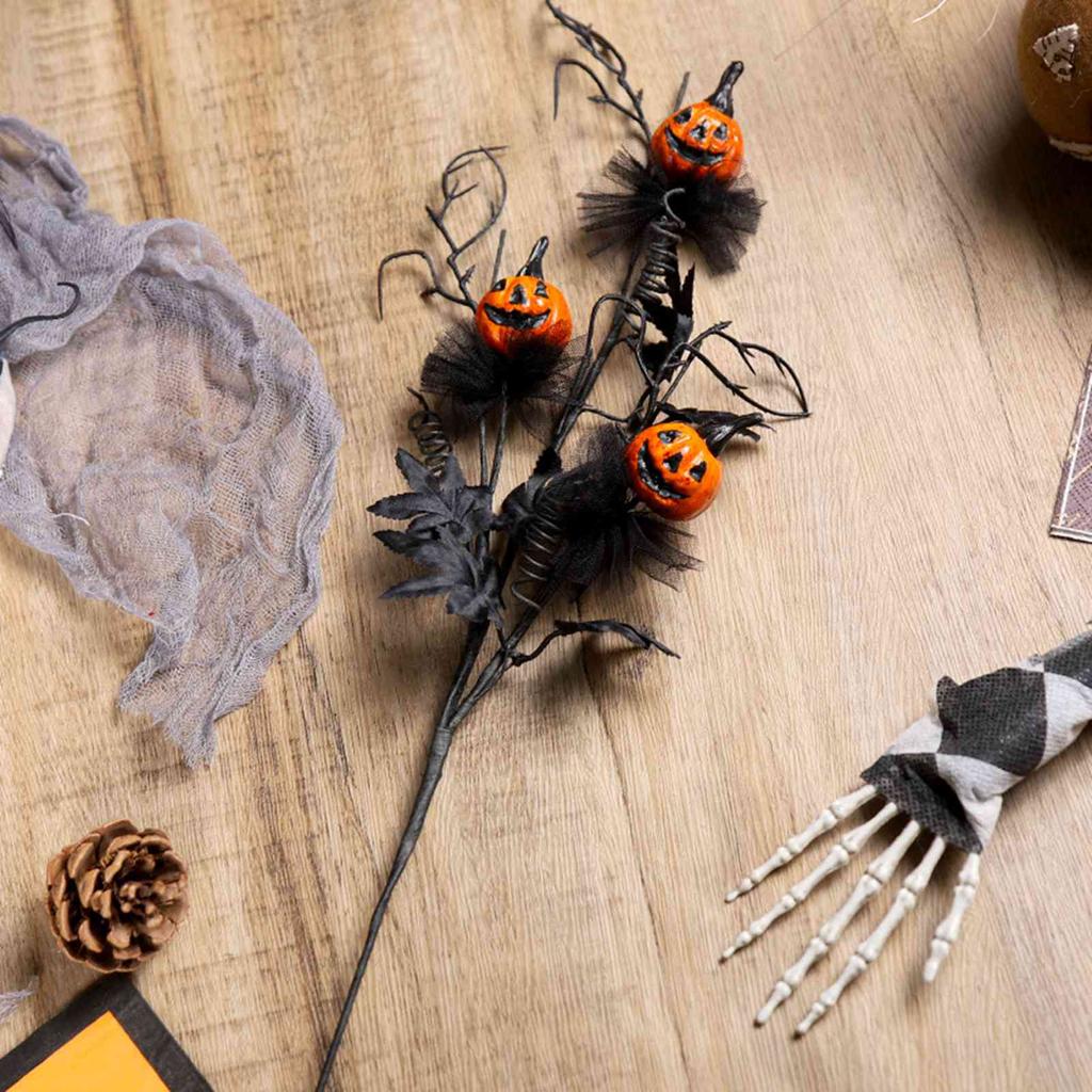 Horror Branch Multifunctional Horror  Pumpkin Maple Stem for Home Decoration Pumpkin Branch Pumpkin Cuttings Bouquet