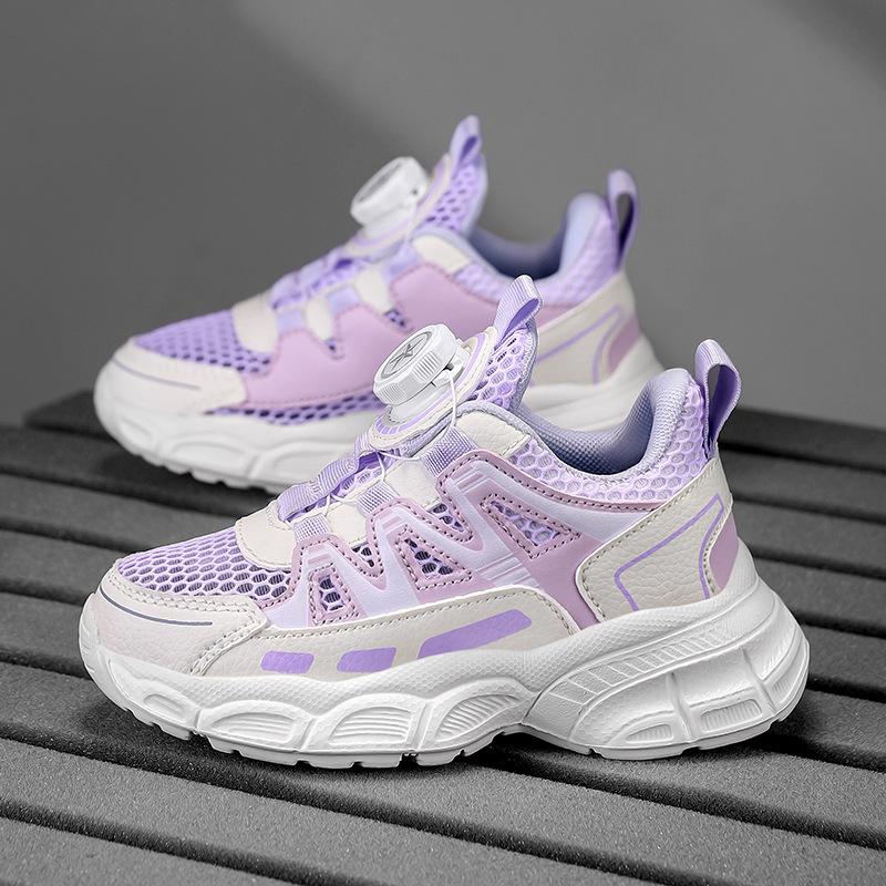 Children's sneakers new breathable girls children's knob mesh single mesh shoes girls white shoes sneakers