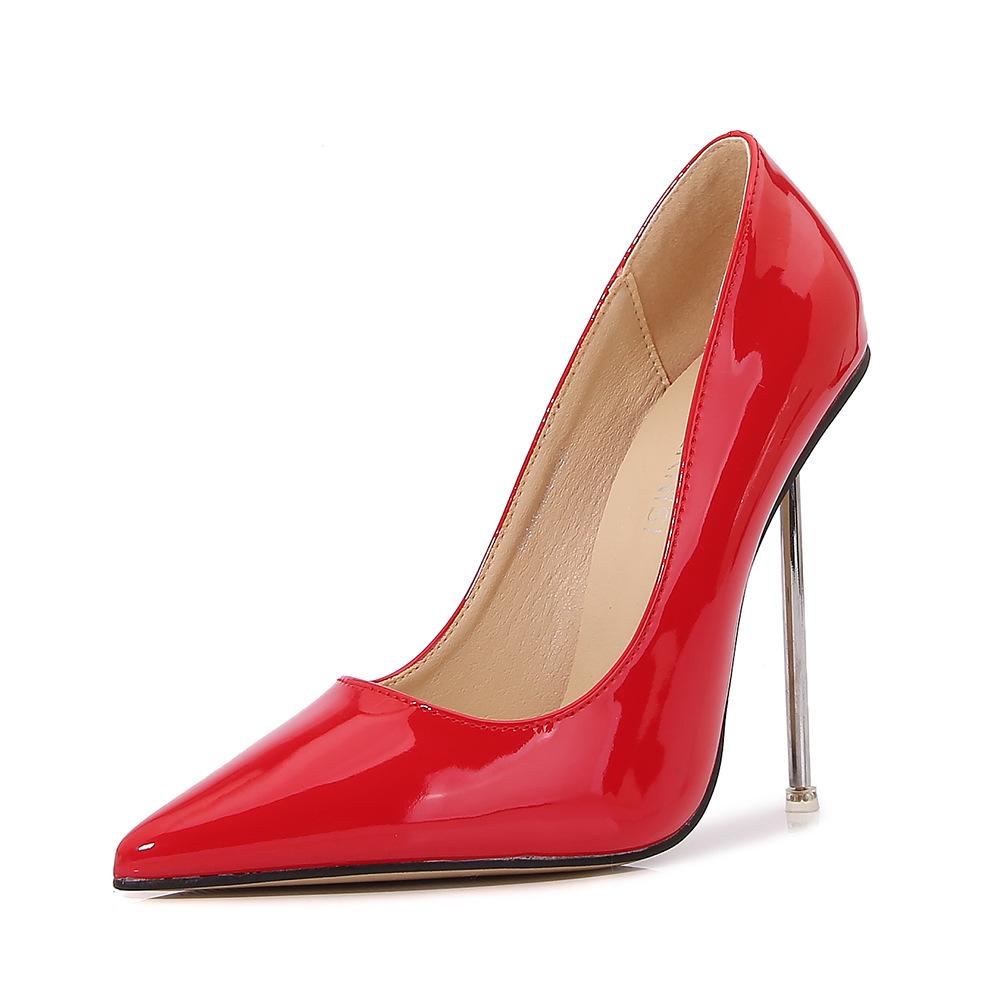 Donna Sexy Moda Moda Scarpe Singole A Punta Tacco Sottile in Metallo Scarpe da Donna WZ