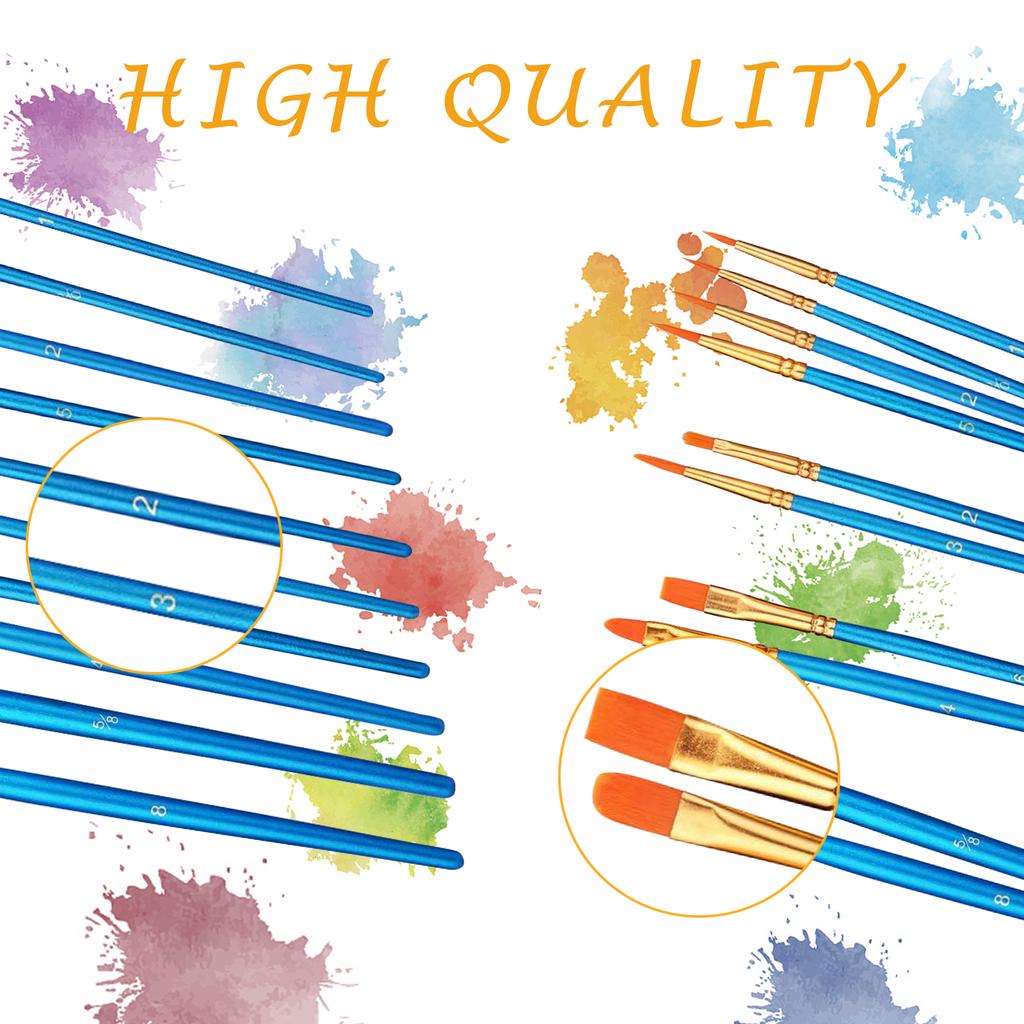 10X Aquarellmalpinsel Set Acrylmalerei Nylonhaar Kunstfarbe D NE