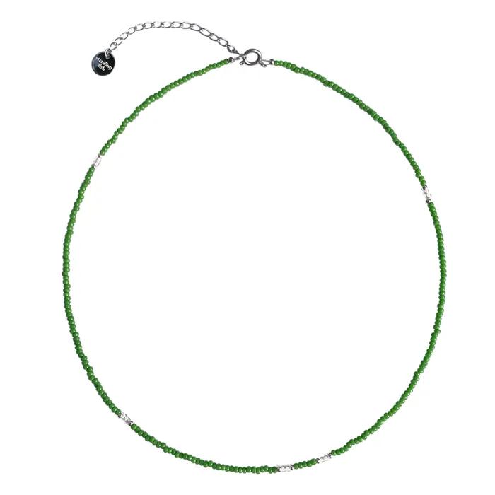 silver point necklace(green)