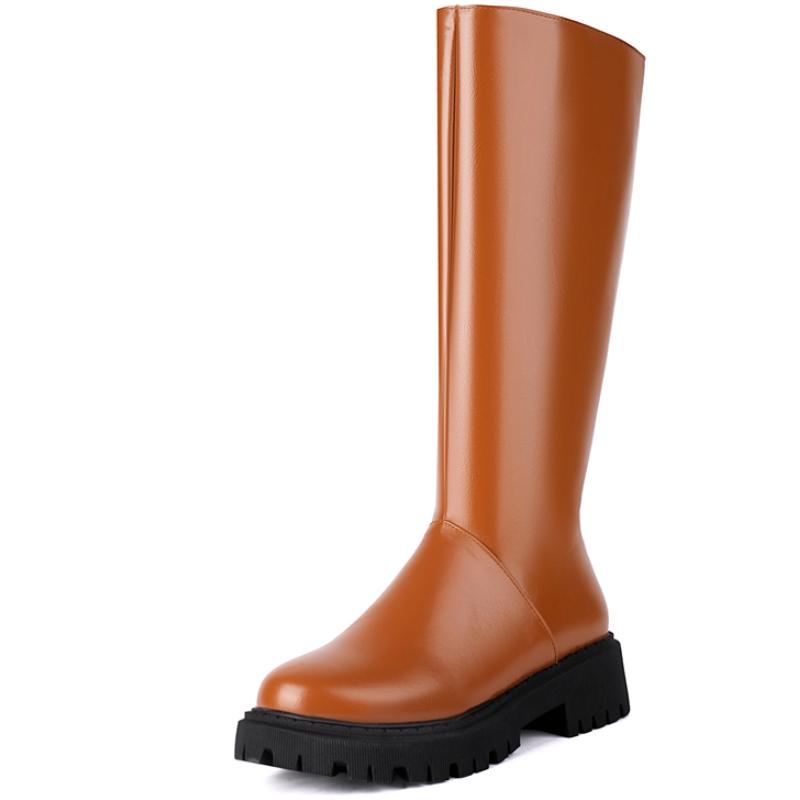 Tall Knee High Boots Women Platform Thick Low Heels Riding Boot Autumn Winter Warm Long Shoes Ladies Black Brown Comfortable