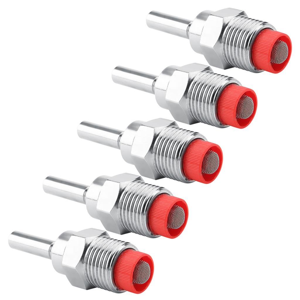 5pcs Stainless Steel Copper Cap Automatic Pig Nipple Drinker Waterer Red Cap Long Rod