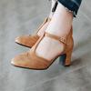 Women's Shoes High Heels Spring Mary Jane Shoes Women's Buckle Round Head Shallow Shoes Party Dress Pumps Large Size 34-46
