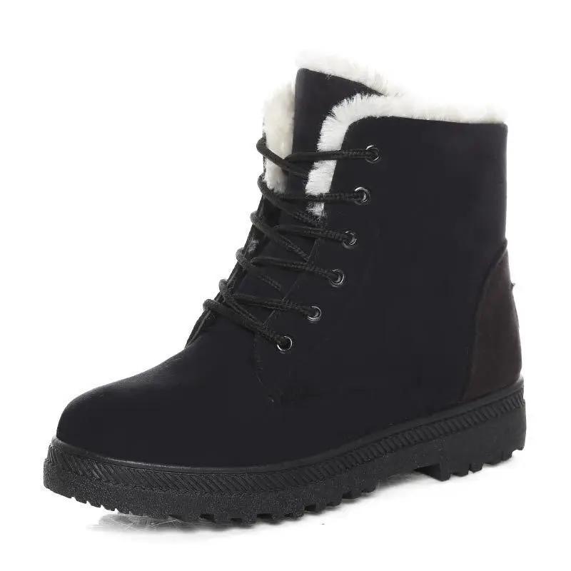 Plateau-Stiefel Winter Warme Pelz-Stiefeletten für Damen Schneestiefel Übergröße 36-44 Niedriger Absatz Botas Mujer Schuhe für Damen