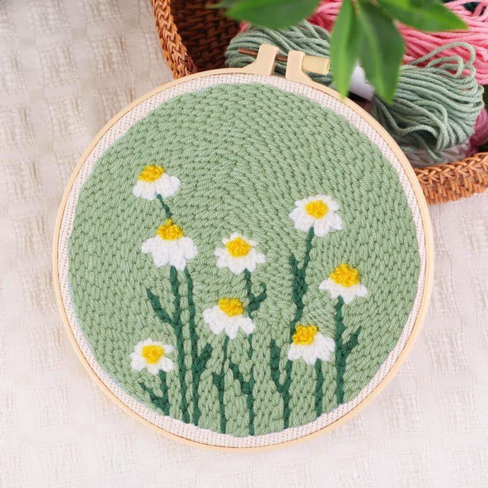 Handmade Rug Punch Flower Pattern Embroidery Kit Home Decor Punch Needle Kit  Adults