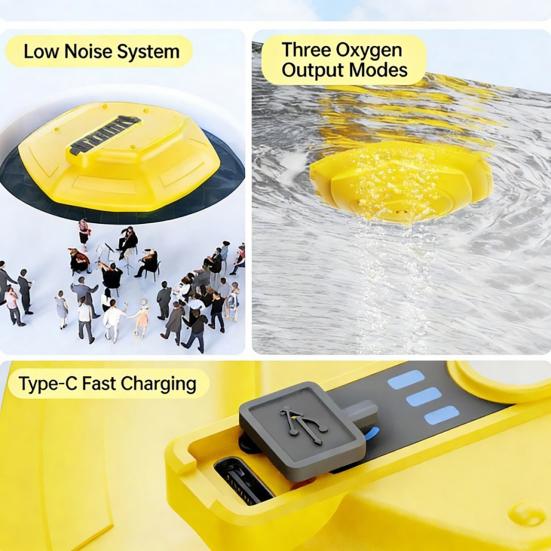 Floating Bait Bucket Aerator Rechargeable Portable Quiet Live Bait Bubbler IPX7 Waterproof Oxygen Pump for Fishing Minnow Buckets Fish Tank