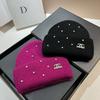 Rabbit Hair Small Fragrant Wind Full Diamond Knitted Hat Winter Paris Light Luxury Niche Warm Versatile Wool Ear Protection Hat Women