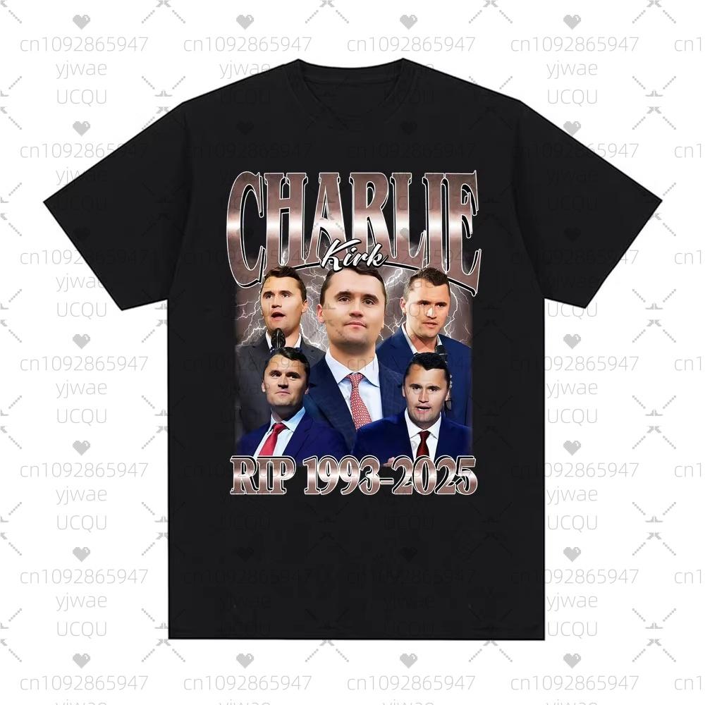Unisex Comical Charlie Kirk Rip 19932025 Political Commemorative Retro Graphic Unisex And Unisex Summer Print Short Sleeve Unisex Tshirt