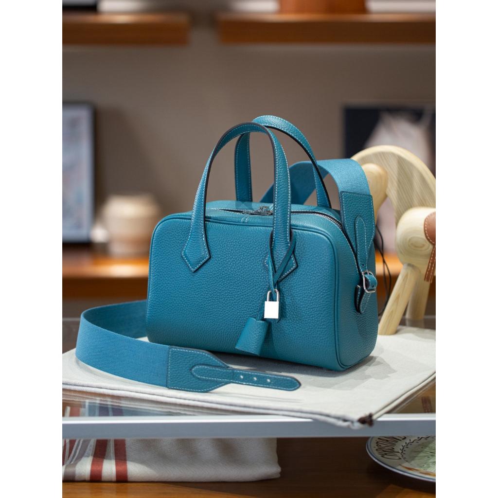 First layer TC cowhide Victoria 27cm bowling bag new leather large capacity tote bag portable shoulder bag