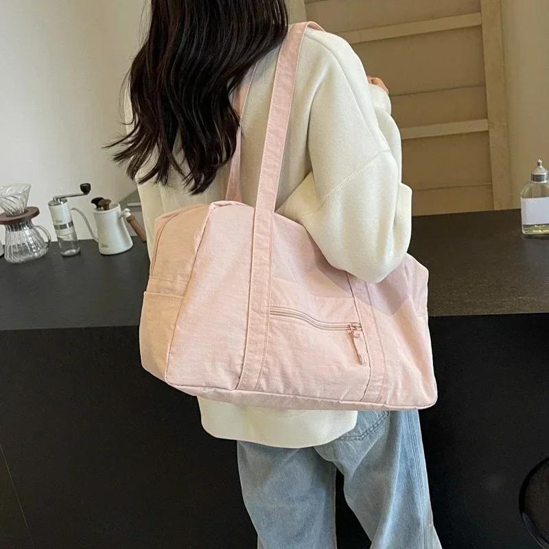 Casual Large Capaci Nylon Cloth Bag Women Fashion Commuter Shoulder Bag Short-Distance Travel Bag Fitness Bags