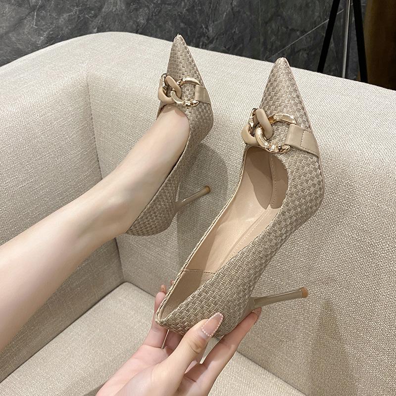Black French Low-Cut Pointed Toe High Heels for Plus Size Women - Spring 2026 Fashion Stilettos