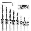Woodworking Drill Bit with Countersink,8 Pcs HSS Steel Tapered Woodworking Countersink High Speed Woodworking Drill Bits with Hex Wrench Reaming Chamf