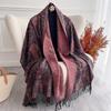 Luxury Cashmere Winter Scarves Embroidery Elegant Poncho Pareo Cape Warm Pashmina Shawl Chunky Headscarf Wrap Lady Turban