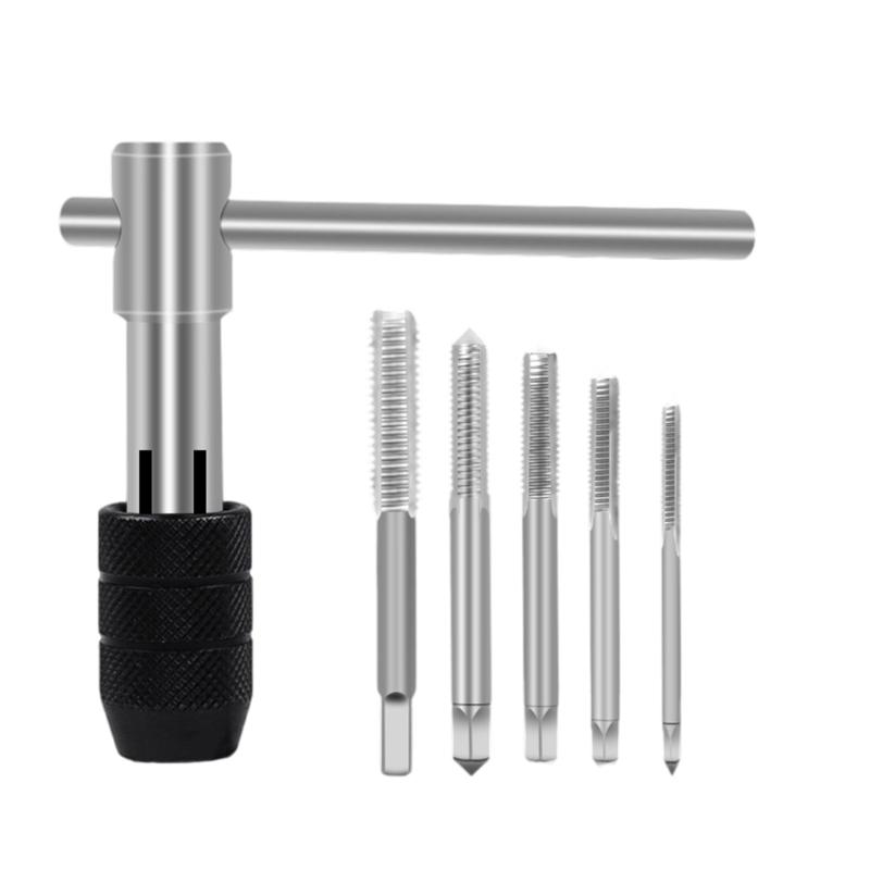 T-Handle Tap Wrench Threading Tool Set With Antislip Grip Suitable For Industrial Repair Home Improvement Projects