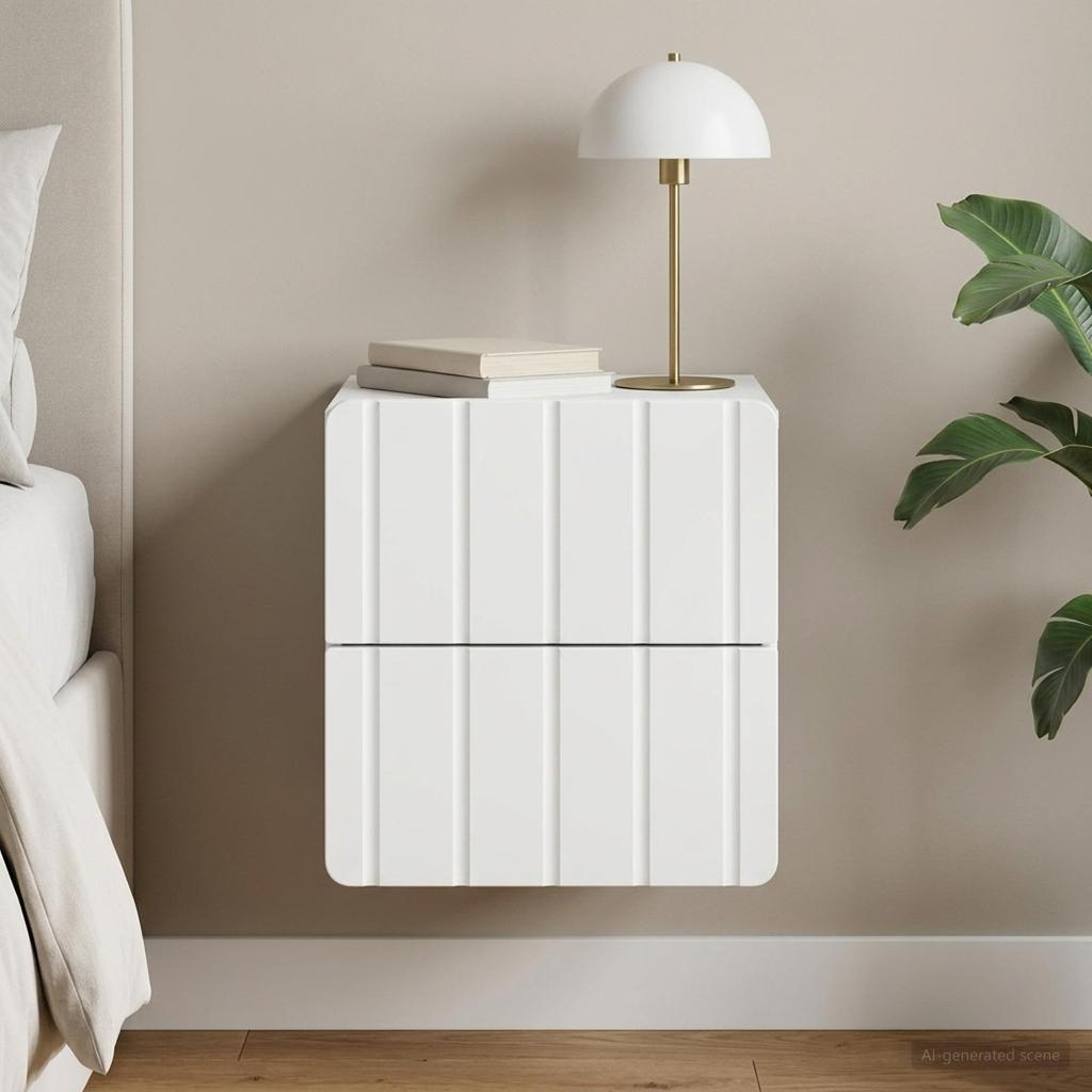 Wall Mounted Nightstand White 33 X 34.5 X 43 Cm Particleboard