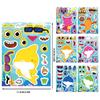 8PCS Shark Make a Face Sticker Set, DIY Cartoon Shark Puzzle Decals for Notebook Diary Fridge Suitcase, Funny Removable Face Swap Stickers