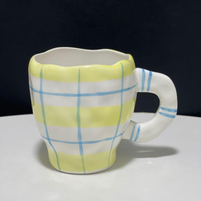 Hand-painted Plaid Ceramic Mug