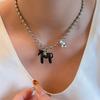 Coated Horse Pendant Necklace Bright Color Cute Horse Charm Necklace for Women Men Bead Chain Necklace