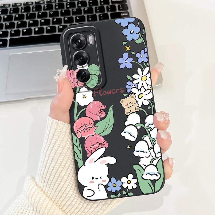 For OPPO Reno 12 5G Case CPH2625 Cute Cartoon Rabbit Cactus Soft Silicone Cover For Oppo Reno 12 Pro CPH2629 Bumper Reno12 Coque
