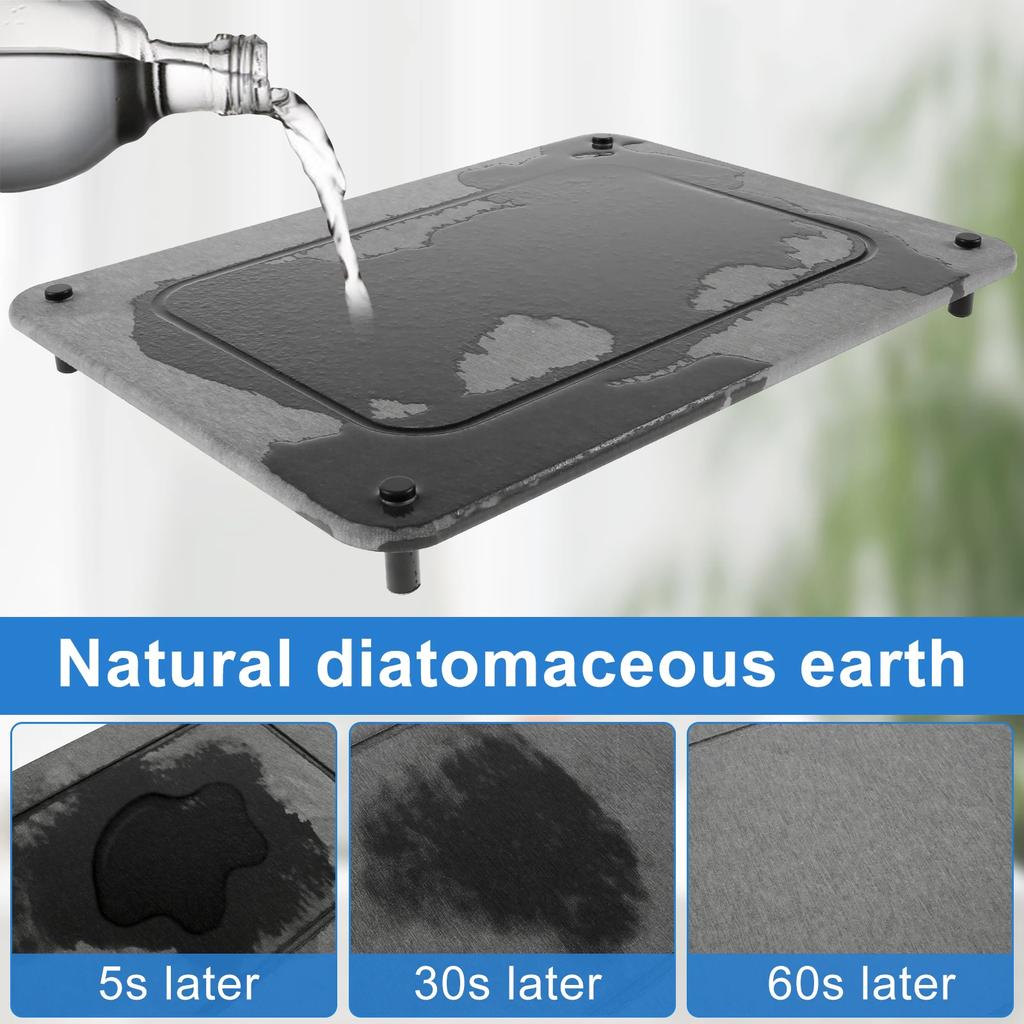 Kitchen Diatomite Drying Mat Super Absorbent Non-Slip Dish Drying Pad Multifunctional Bathroom Countertop Storage Organizer