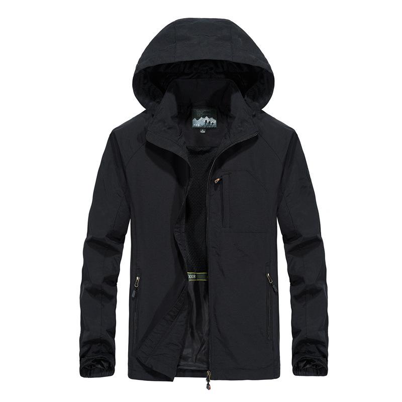 Jacket Men's Spring and Autumn Thin Casual Jacket Jacket Loose Large Size Hooded