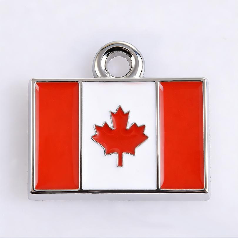 5pcs/Lot Different Countries Flags Enamel Charms For Jewelry Making Supplies Rectangle Silver Color Pendants Handmade Materials