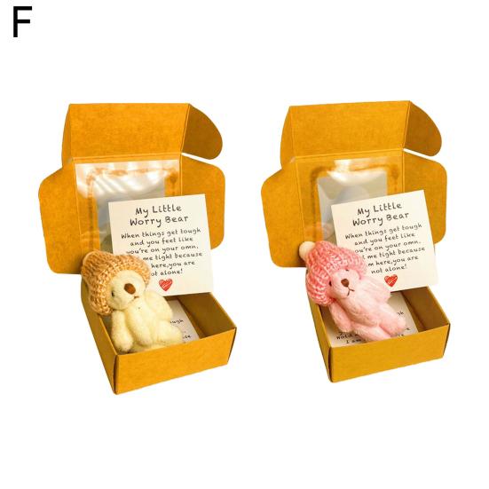 Mini Plush Teddy Bear Box Emotional Support Teddy with Message Card Pocket-Sized Hug Bear Doll for Graduation Anxiety Relief Friends