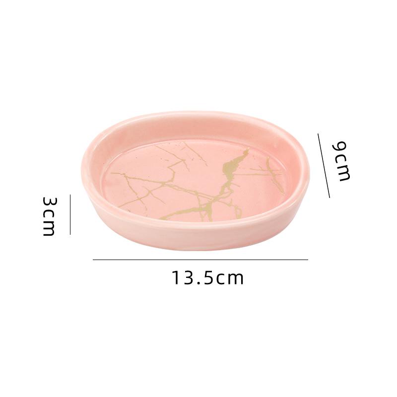 Nordic Style Marbling Ceramic Soap Dish Bathroom Oval Decoration Soap Holder Home Bathroom Supplies Accessories Soap Storage Box