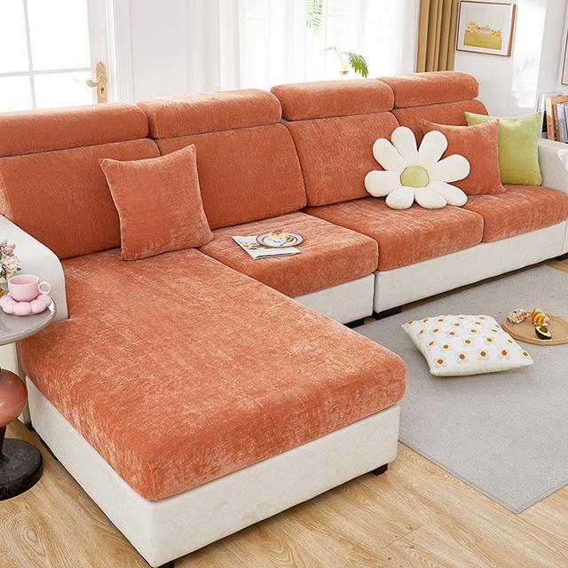 

Твердый чехол для дивана из синели для гостиной, L-образный чехол для дивана, защита от пыли, защита для мебели, толстый чехол для подушки сиденья 45x45 pillow cover оранжевый