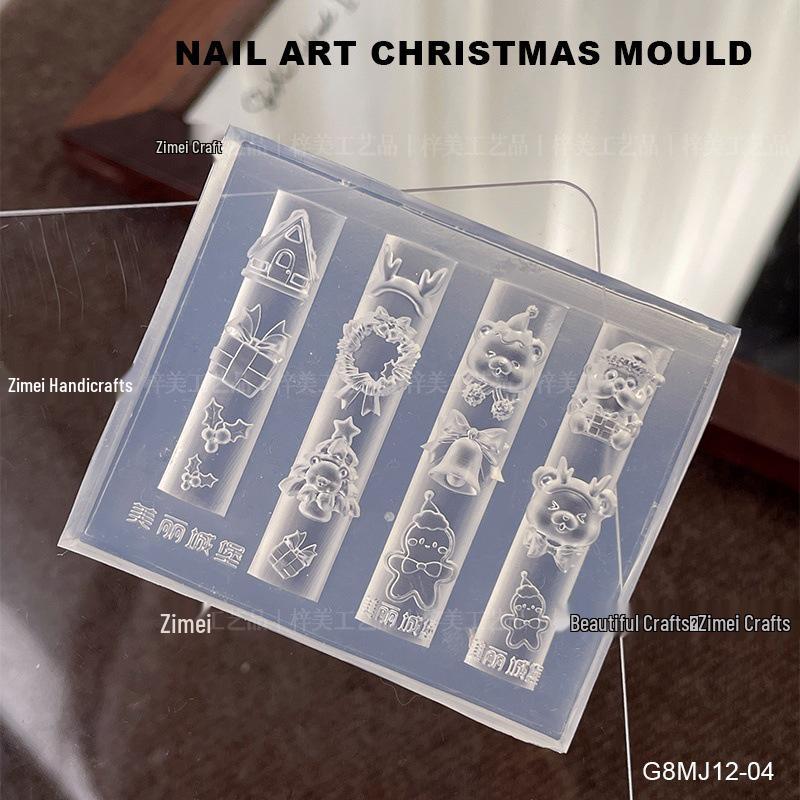 

3D силиконовая форма для нейл-арта на Рождество: Ультратонкая резьба для дерева и пряничного человечка