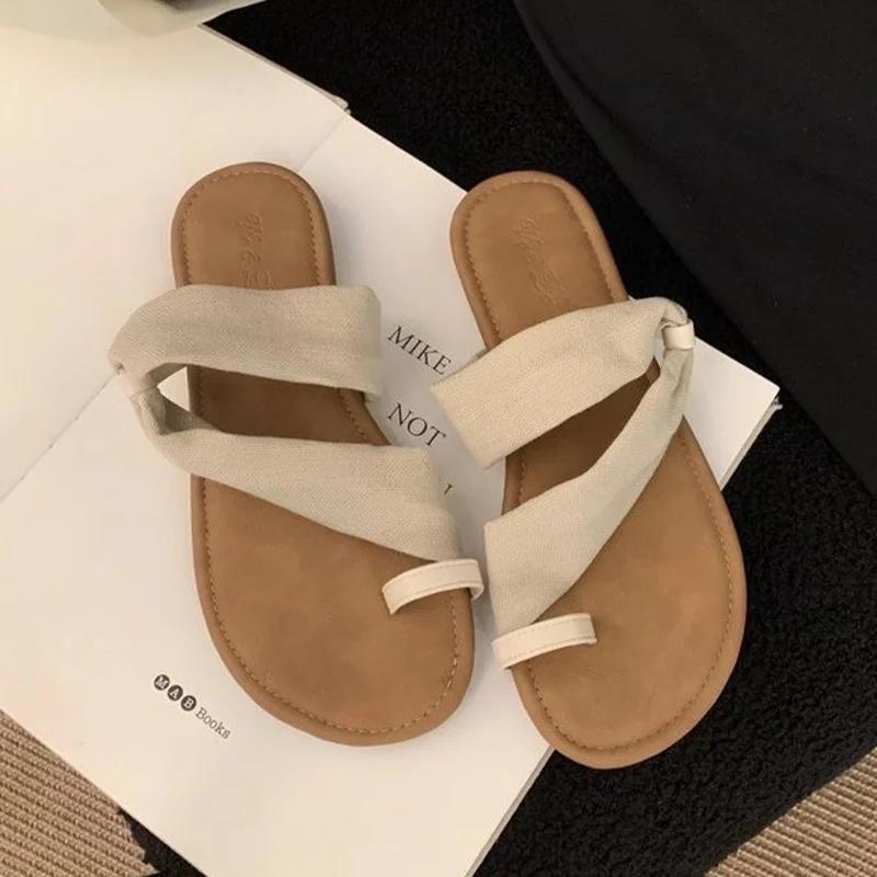 Fashion Women Flats Clip Toe Slippers Fashion Summer Shoes 2025 New Sandals Trend Causal Cozy Beach Flip Flops Walking Slides Zapatos